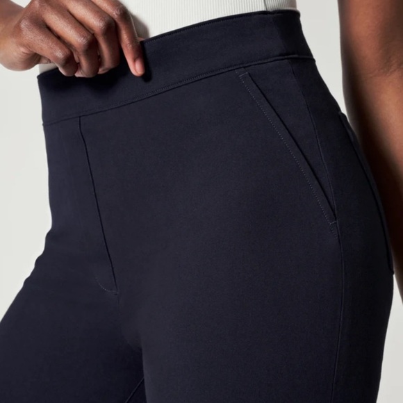 Spanx Polished Kick Flare Pants Small Tall Navy Blue Ankle Minimal Chic Business - Picture 2 of 11